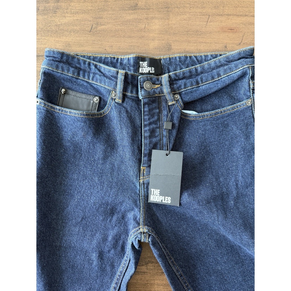 Kooples Blue Jeans, Women's Size 30/30, EU 27 , NWT, Faux Leather Pocket W/Skull